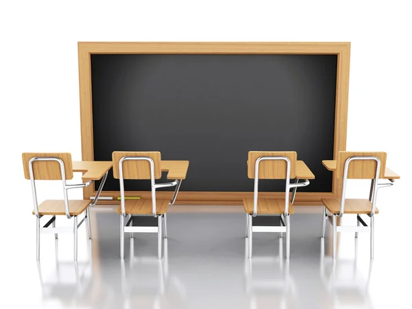 3d sala de aula com cadeiras e quadro . — Fotografia de Stock