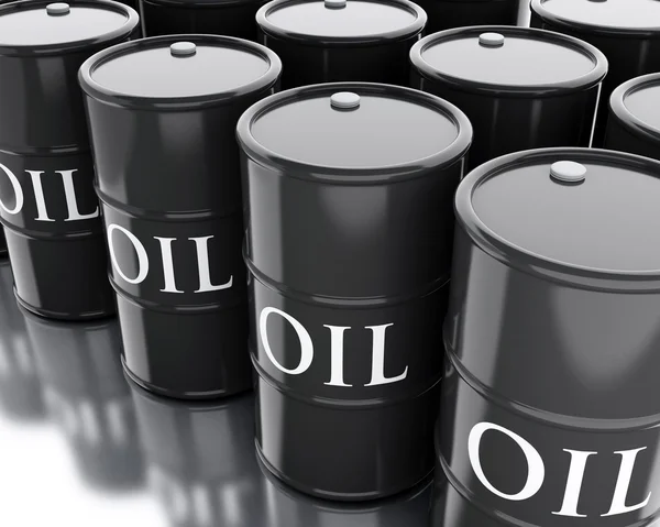 3d Black barrels of oil. Business concept. — Stock Photo, Image