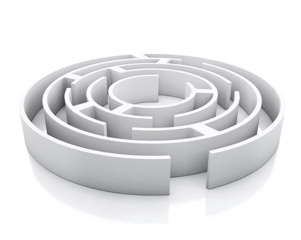 3d White maze. Isolated white background. — Stock Photo, Image