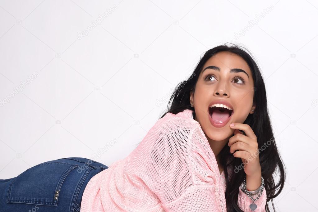 Girl surprised hispanic high resolution stock photography and images