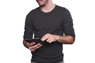 Tablet Kullanan Genç Adam Portresi.