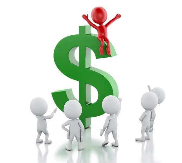 3d Red man on dollar sign. Leadership and success concept. — Stock Photo, Image