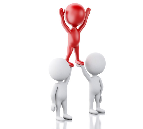 3d белые люди и красный человек. Концепция лидерства и успеха
.