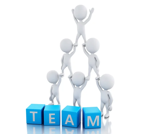 3d Hvide mennesker teamwork. Team arbejde og forretningskoncept . - Stock-foto