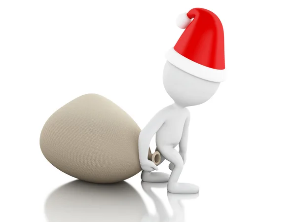 3d Santa Claus con bolsa de regalos. Concepto de Navidad . — Foto de Stock