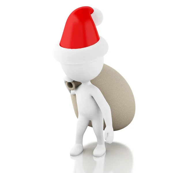 3d Santa Claus con bolsa de regalos. Concepto de Navidad . — Foto de Stock