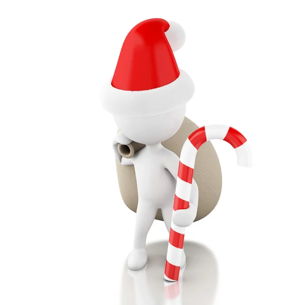 3d Santa Claus with bag of gifts and christmas candy. Christmas — 스톡 사진