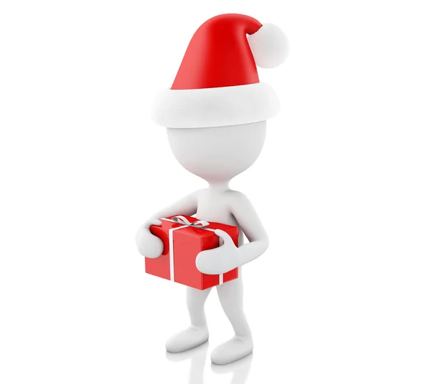 3D weiße Menschen mit rotem Geschenkkarton. Weihnachtskonzept. — Stockfoto