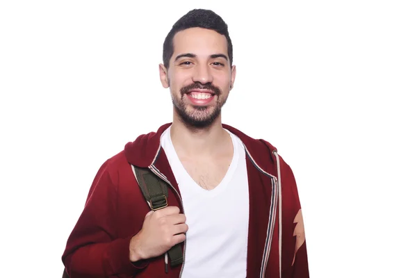 Portrait de jeune homme latino avec sac à dos . — Photo