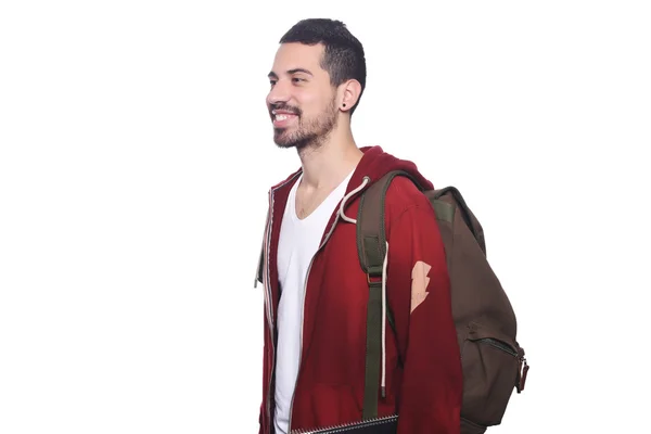 Retrato de jovem latino com mochila . — Fotografia de Stock