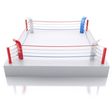 3D boks halka izole beyaz arka plan karşı. 