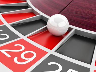 3D casino rulet çarkında topu ile 29 numara.