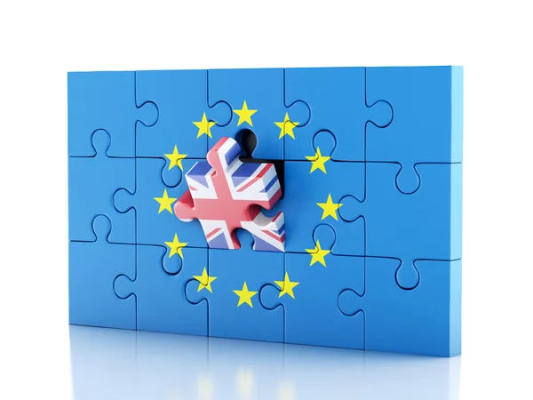 3d Puzzle com Reino Unido e União Europeia. Brexit — Fotografia de Stock