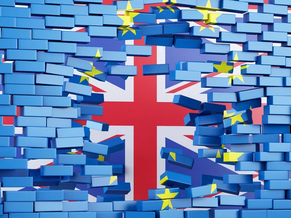 Flaga 3D Wall Unii z Wielką Brytanią. Brexit koncepcja. — Zdjęcie stockowe