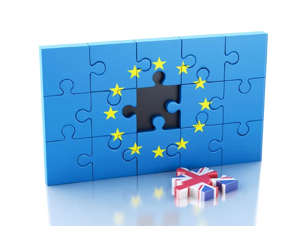 3D puzzle z Polski i Unii Europejskiej. Brexit — Zdjęcie stockowe