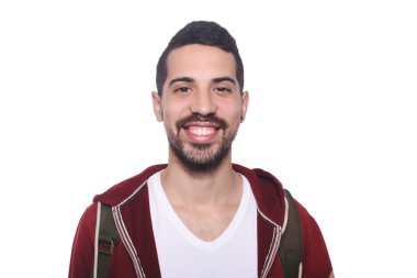 Latin gencin sırt çantası ile yakın çekim.