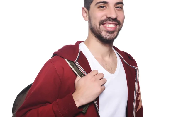Портрет молодого латиноса с рюкзаком . — стоковое фото