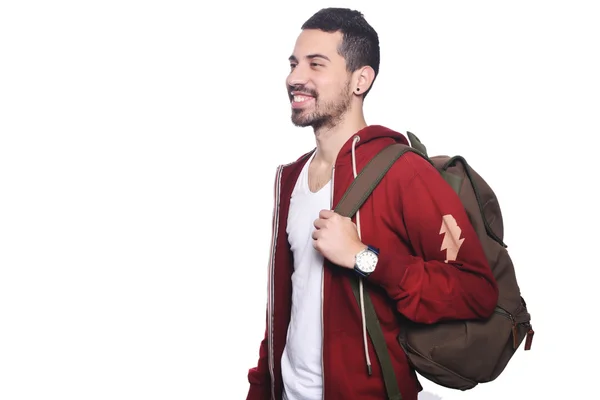 Retrato de jovem latino com mochila . — Fotografia de Stock