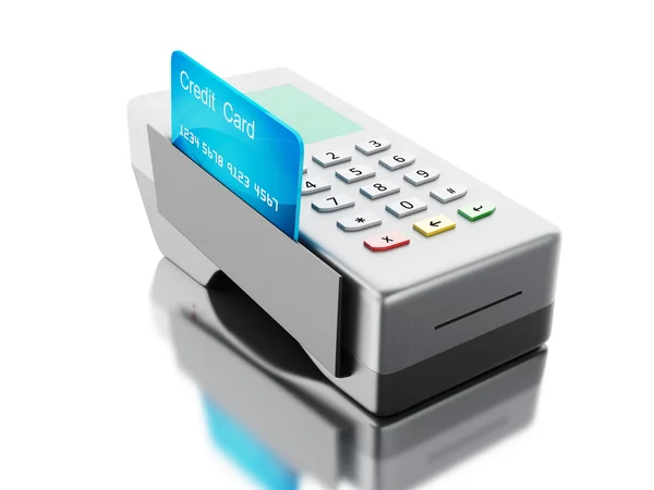 3D karty kredytowej i czytnik kart. — Zdjęcie stockowe