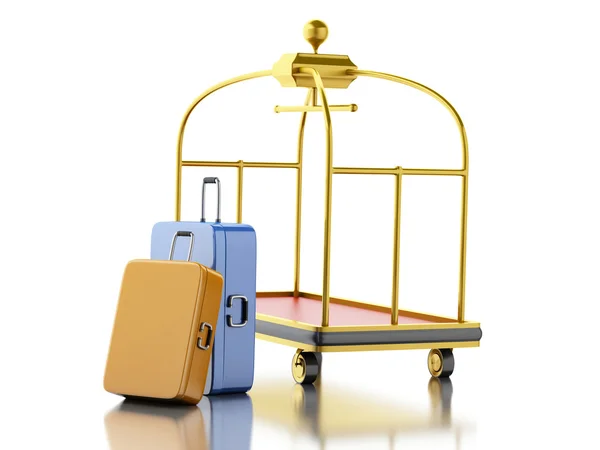 3d Luggage cart with suitcases. Travel concept. — Stock Photo, Image