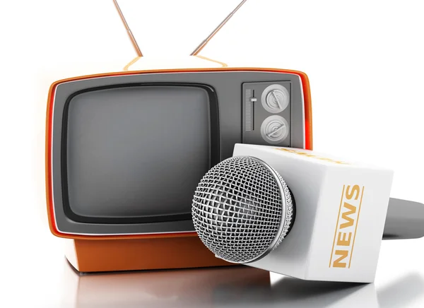3D mikrofon wiadomości z retro tv. — Zdjęcie stockowe