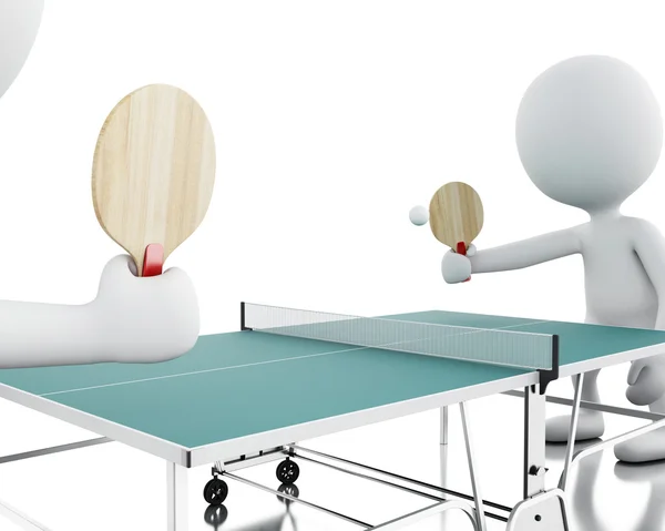 3D vita människor spela ping pong. — Stockfoto