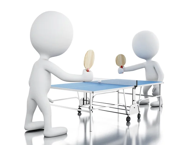 3d White people playing ping pong. — Stock Photo, Image