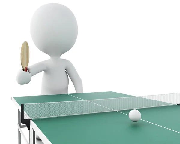 3D vita människor spela ping pong. — Stockfoto
