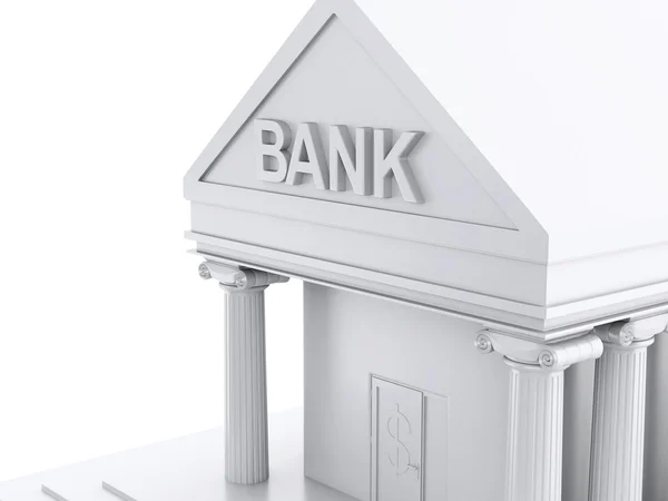 3D κτίριο της Τράπεζας ενάντια σε λευκό φόντο. — Φωτογραφία Αρχείου