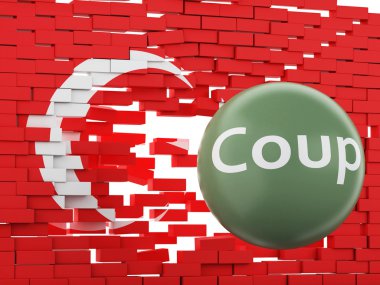 3D Türkiye bayrak. Askeri darbe girişimi kavram