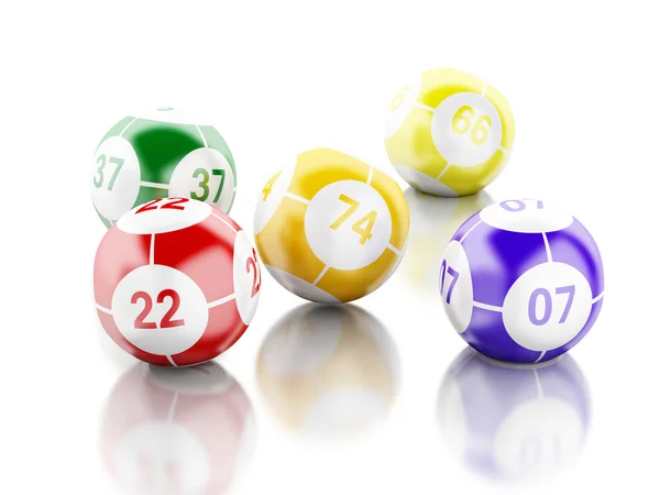 Balles de bingo colorées 3d sur fond blanc . — Photo