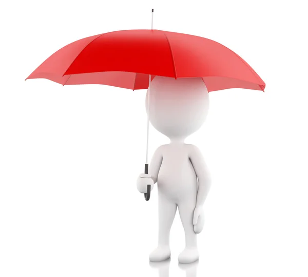 빨간 우산 3d 백인들. — 스톡 사진