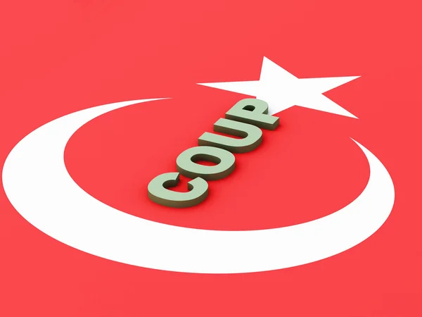 3 d トルコ国旗。軍事クーデターの試み概念 — ストック写真
