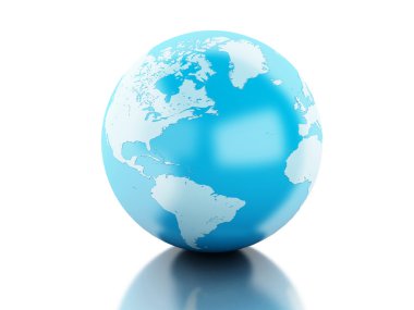 3D globe izole beyaz arka plan karşı.