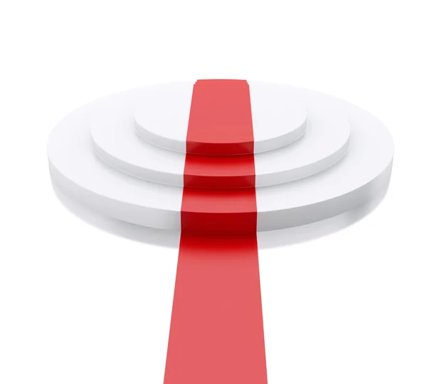 3d 空白色登上领奖台的红地毯。成功的概念. — 图库照片