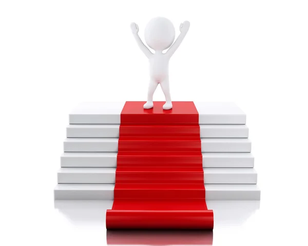 3d White people on top of podium with red carpet. — Stock Photo, Image