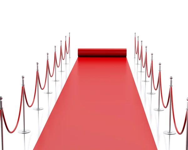 3d Empty red carpet against white background. — Stock Photo, Image