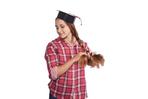 Estudiante con gorra de graduación — Foto de Stock