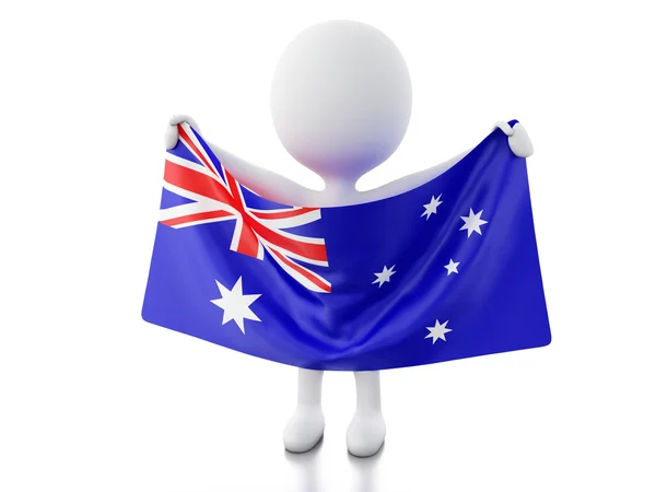 3d weiße Menschen mit einer australischen Flagge. — Stockfoto
