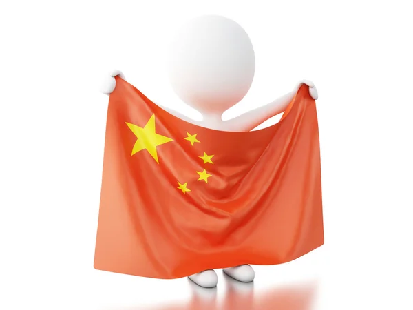 3D běloši s čínskou vlajkou. — Stock fotografie