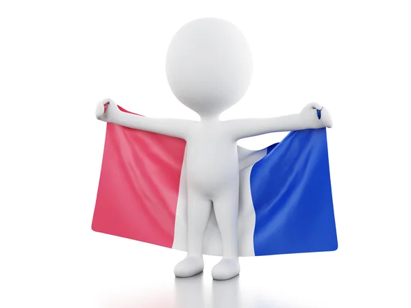 3d White people with France flag. — Stock Photo, Image