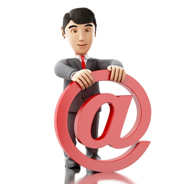 3d Бизнесмен с символом электронной почты . — стоковое фото