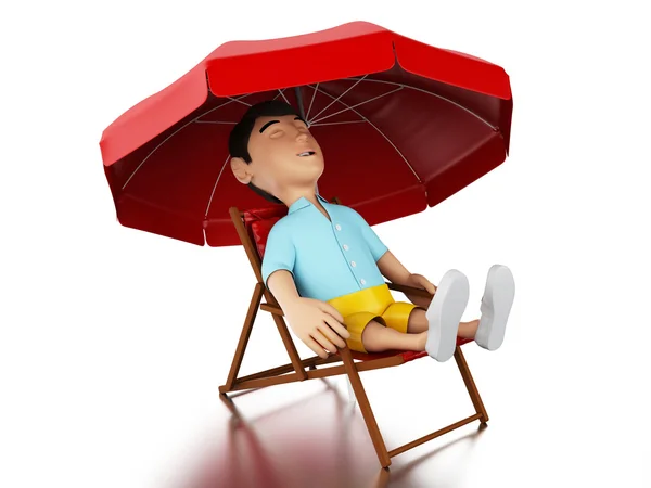 3d hombre relajado en una silla de playa . —  Fotos de Stock