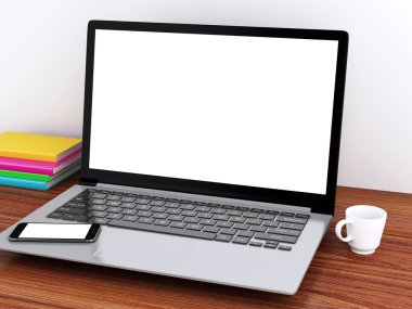 dizüstü bilgisayar ile 3D okul sırası. Yukarı alay