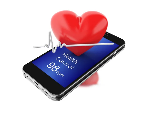 3d Smartphone with Heart Beats — Stock Photo, Image