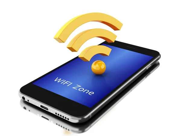 3d Smartphone with wifi Icon — Stock Photo, Image