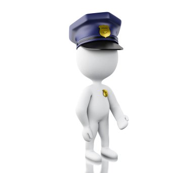 şapka ve rozeti ile 3D polis.