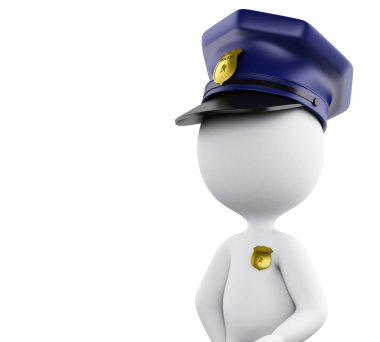 şapka ve rozeti ile 3D polis.