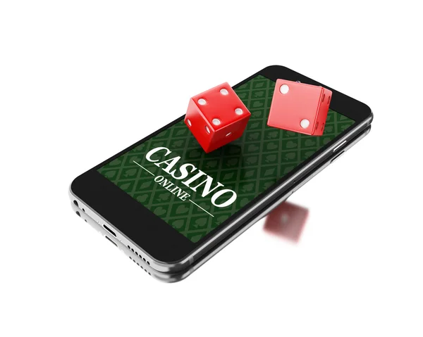 3D смартфон с кубиками. Концепция онлайн казино . — стоковое фото