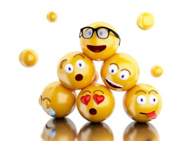 3D Emojis kutsal kişilerin resmi ile yüz ifadeleri.